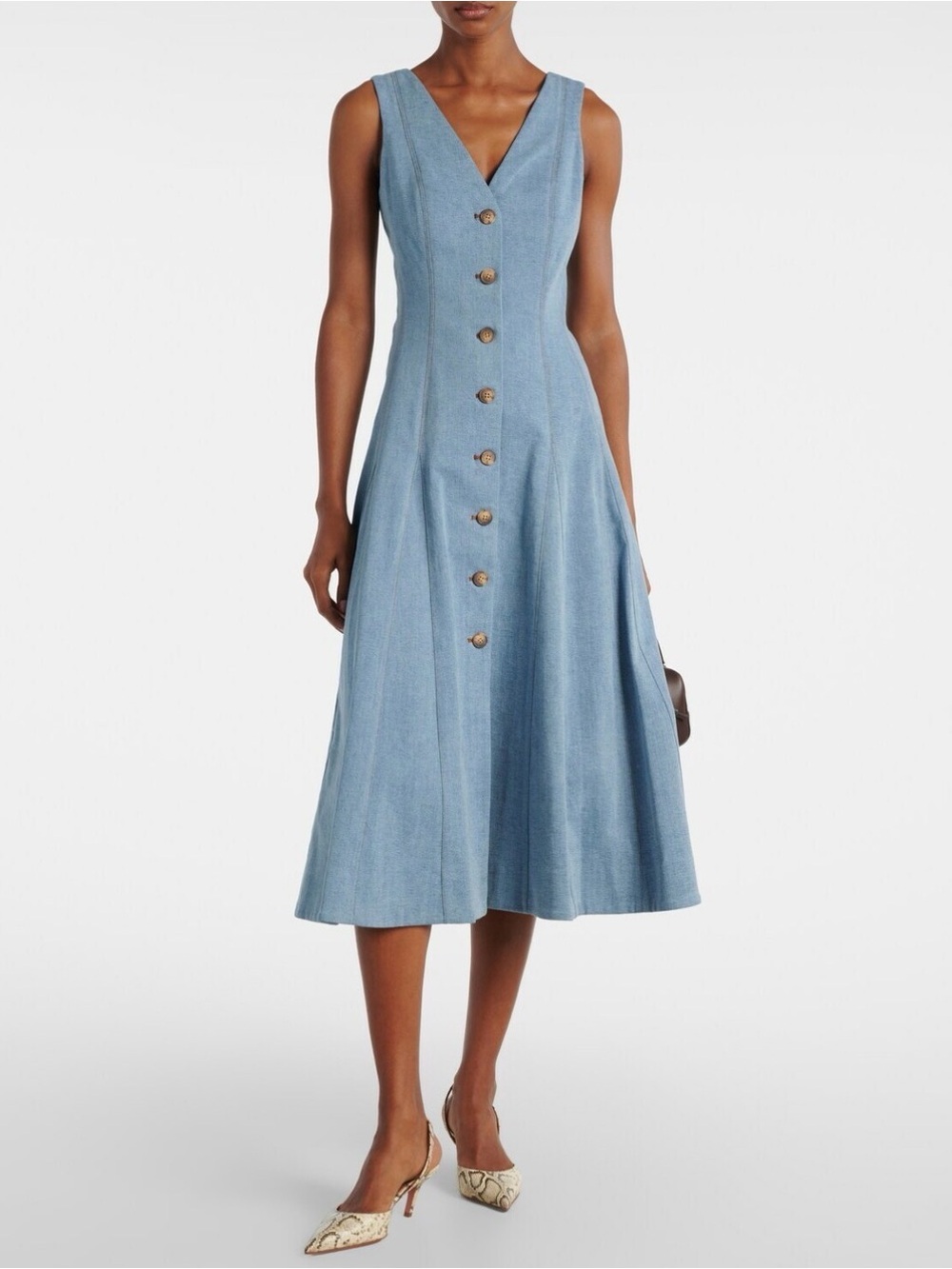 NWT Veronica Beard Button-Front Denim Lou Dress Blue Mirage - Sz 10